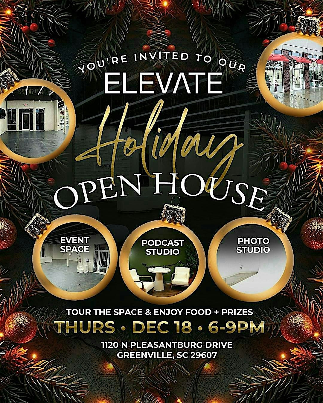 Elevate Holiday Open House, 18 December | Event in Greenville | AllEvents