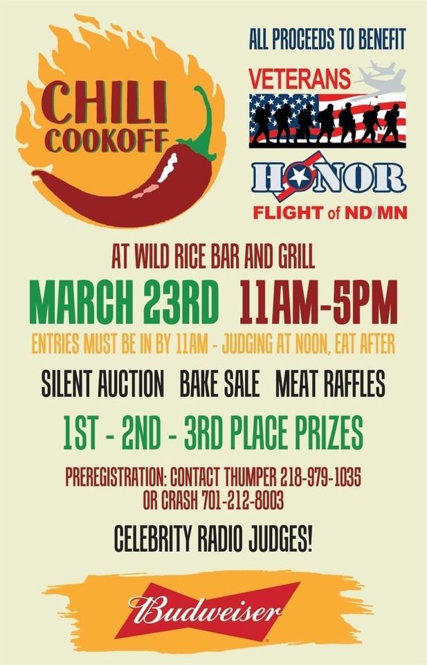 Chili Cook Off, Wild Rice Bar And Grill, Horace, March 23 2024