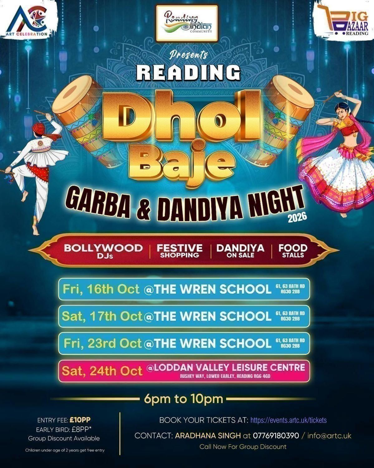 Dhol Baje Garba & Dandiya Night on Oct 16th @ Wren School