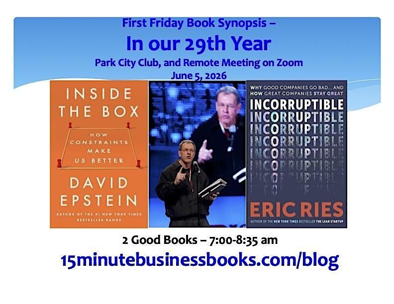 First Friday Book Synopsis, June 5, 2026, Park City Club, Dallas, 5 June  2026 | AllEvents