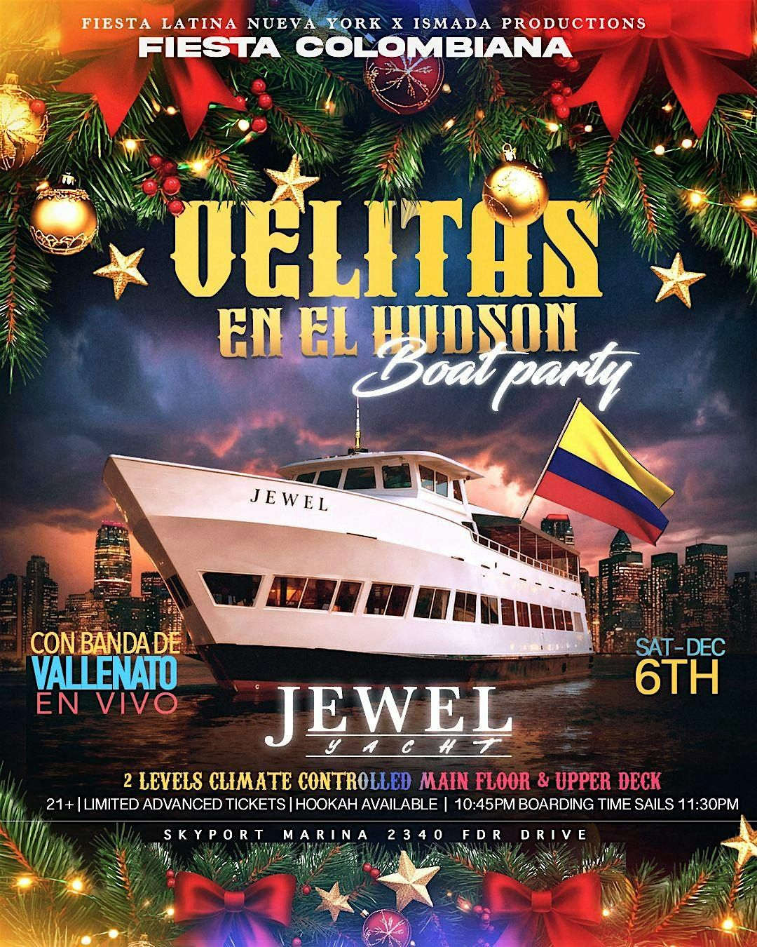 COLOMBIA: Velitas en el Rio Hudson NYC : Fiesta en alto mar: FIND THE PARTY, 6 December | Event in New York