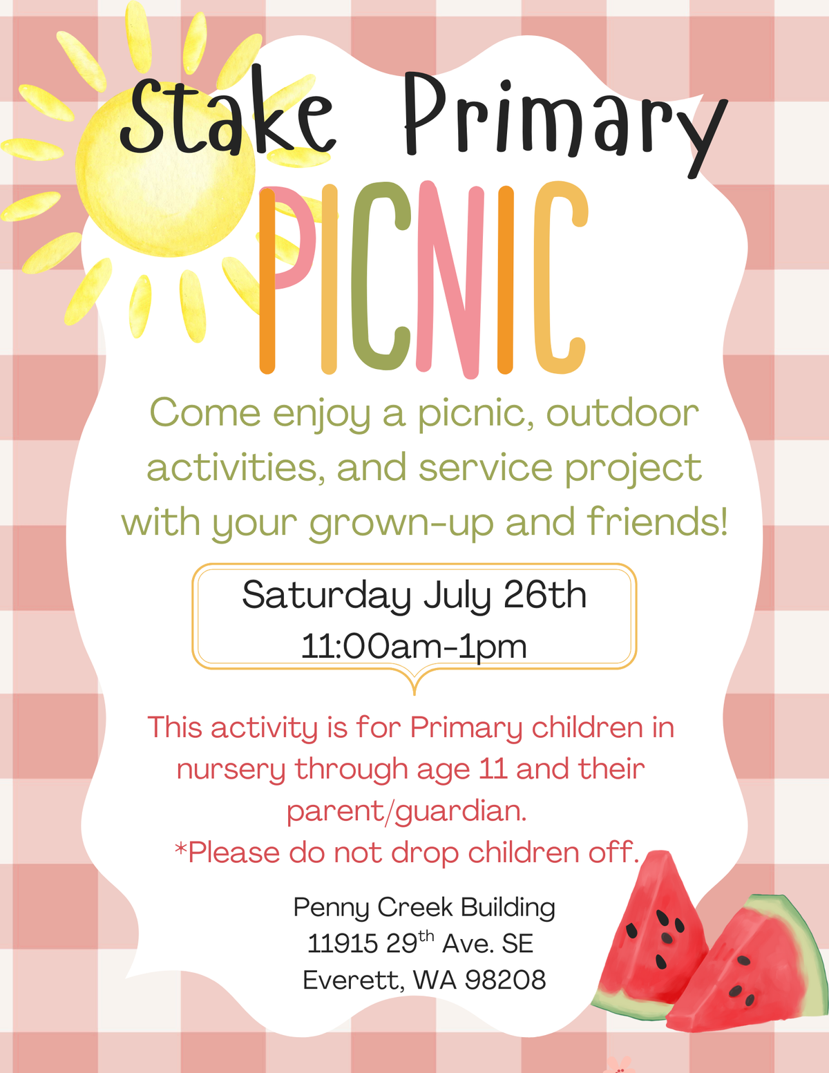 Stake Primary Picnic, 26 July | Event in Everett | AllEvents