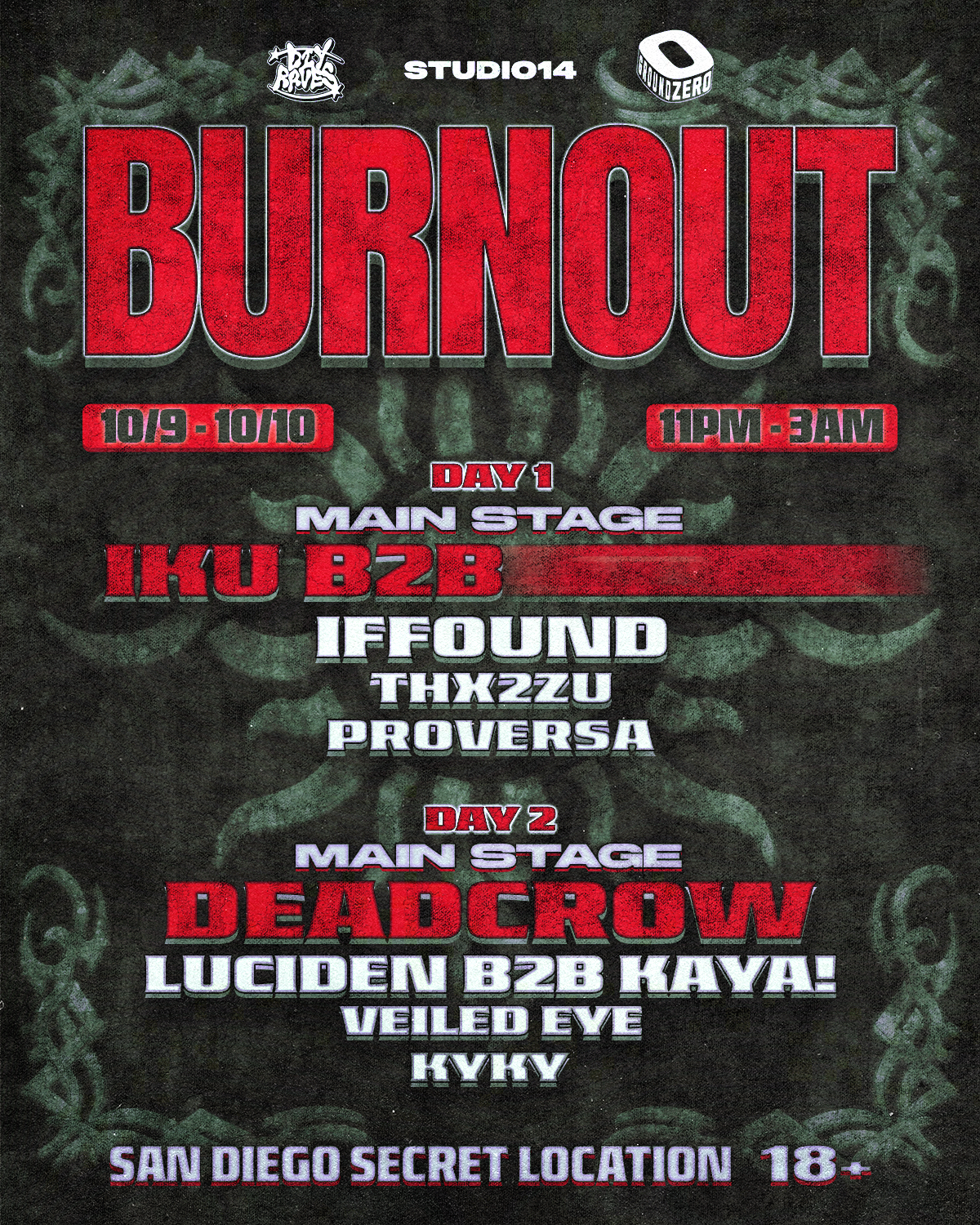 BURNOUT, 15 MINUTES FROM SNAPDRAGON STADIUM, San Diego, 9 October