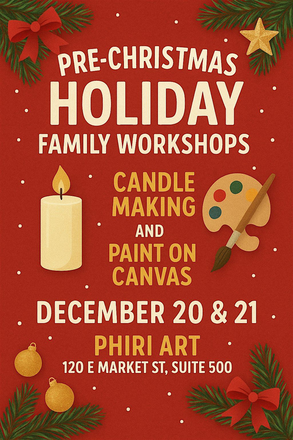 Pre-Christmas Holiday Family Workshops | Candle Making & Paint Indianapolis, 20 December | Event in Indianapolis