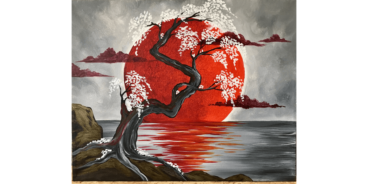 Japanese Crimson Moon - Paint and Sip in Sacramento | Classpop!™, 29 January | Event in Elk Grove | AllEvents