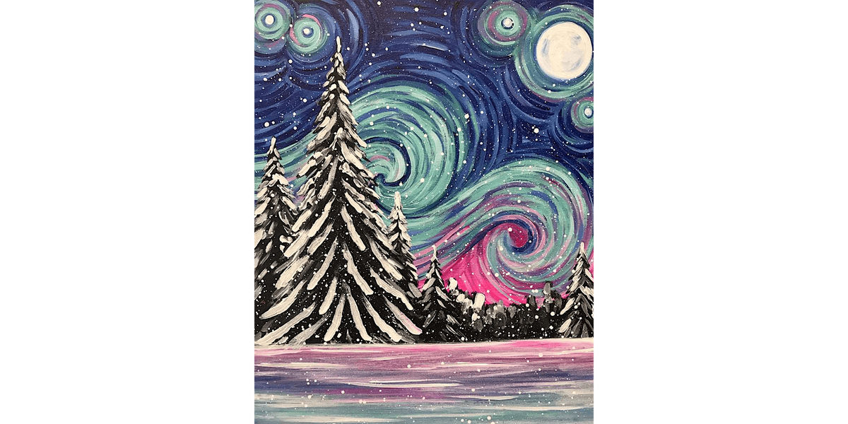 Starry Night in Winter - Paint and Sip in Boston | Classpop!™, 19 December | Event in Lexington | AllEvents