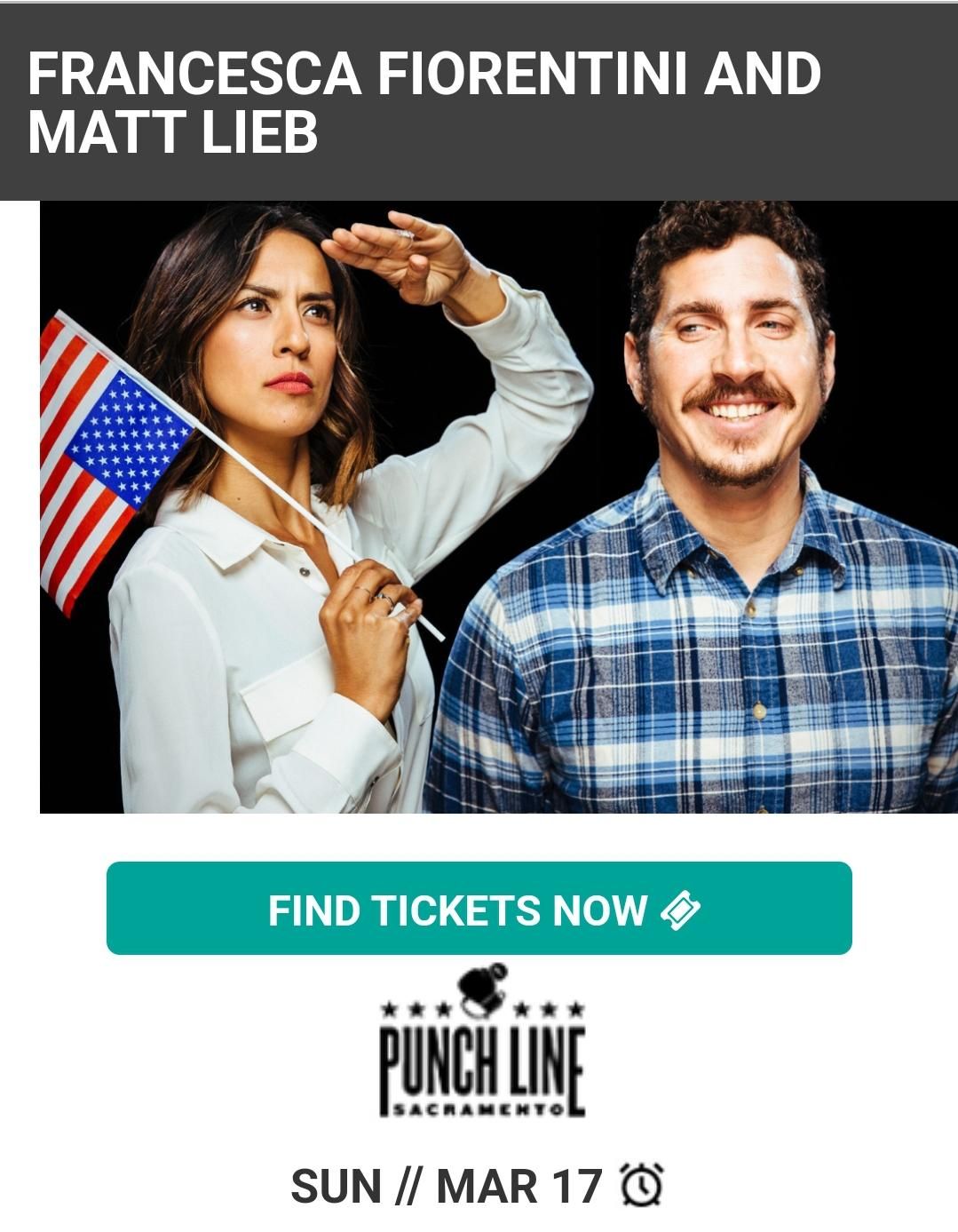 Francesca Fiorentini and Matt Lieb at Cobbs Comedy Club, 7 May | Event in San Francisco | AllEvents