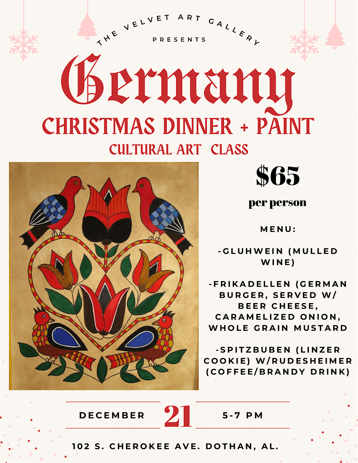 GERMANY Paint and Dinner Class, 21 December | Event in Dothan | AllEvents