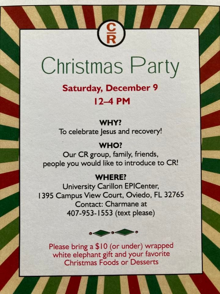 Celebrate Recovery Christmas Party! , University Carillon, Oviedo, 9 December 2023 AllEvents.in