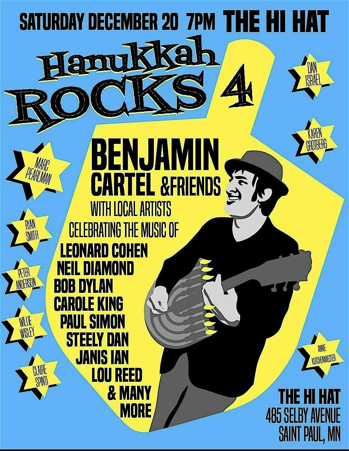 Hanukkah Rocks With Benjamin Cartel and Special Guests, 20 December | Event in Saint Paul | AllEvents