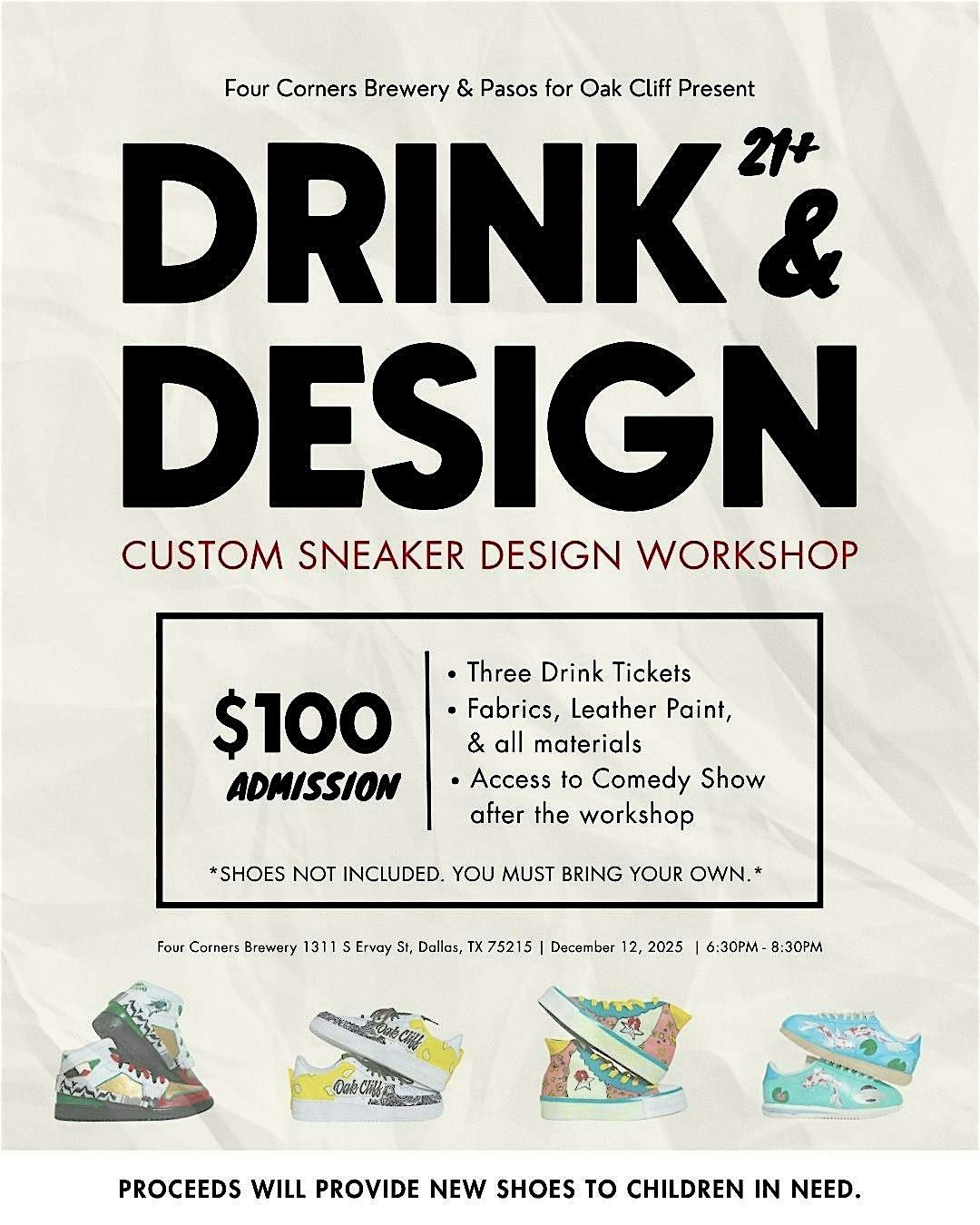Drink & Design | Custom Sneaker Workshop, 12 December | Event in Dallas | AllEvents