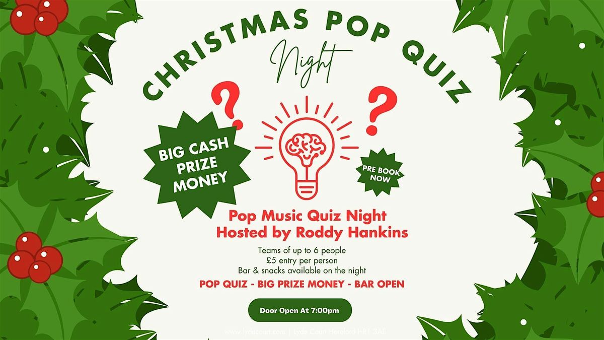 Christmas Pop Quiz Night Hosted by Roddy Hankins - BIG PRIZE MONEY, 4 December | Event in Hereford | AllEvents