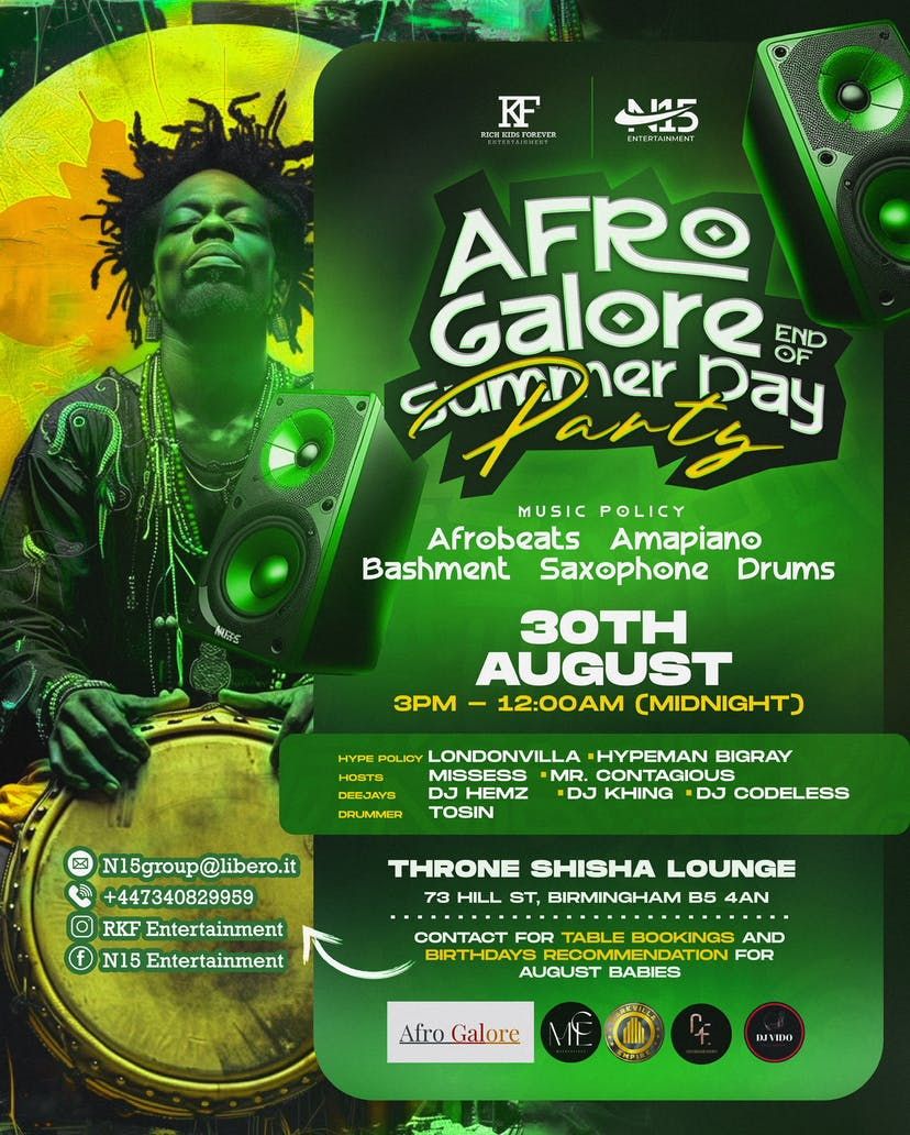 Afro Galore: End Of Summer Day Party , 30 August | Event in Birmingham | AllEvents