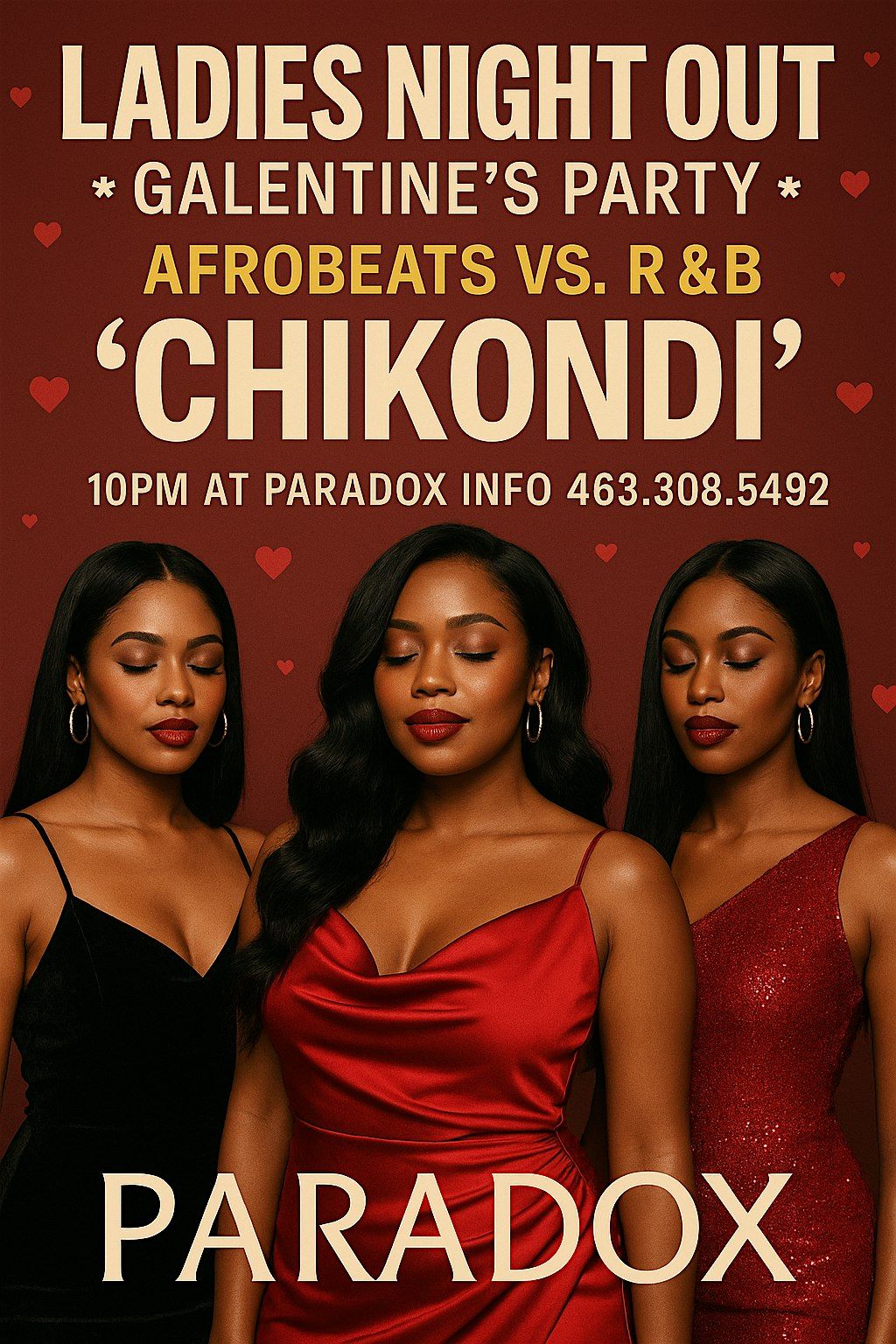 Ladies Night Out  * GALENTINES PARTY *  Afrobeats VS. R and B “ CHIKONDI, 14 February | Event in Indianapolis