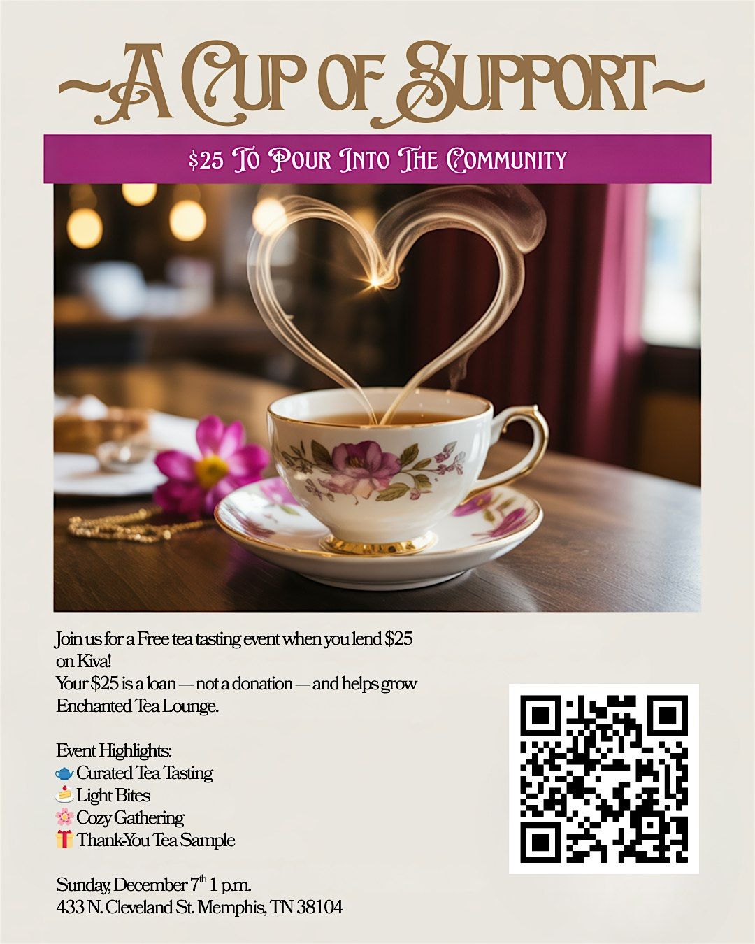 ✨ A CUP OF SUPPORT ✨$25 to Pour Into Community – Free Tea Experience -, 7 December | Event in Memphis
