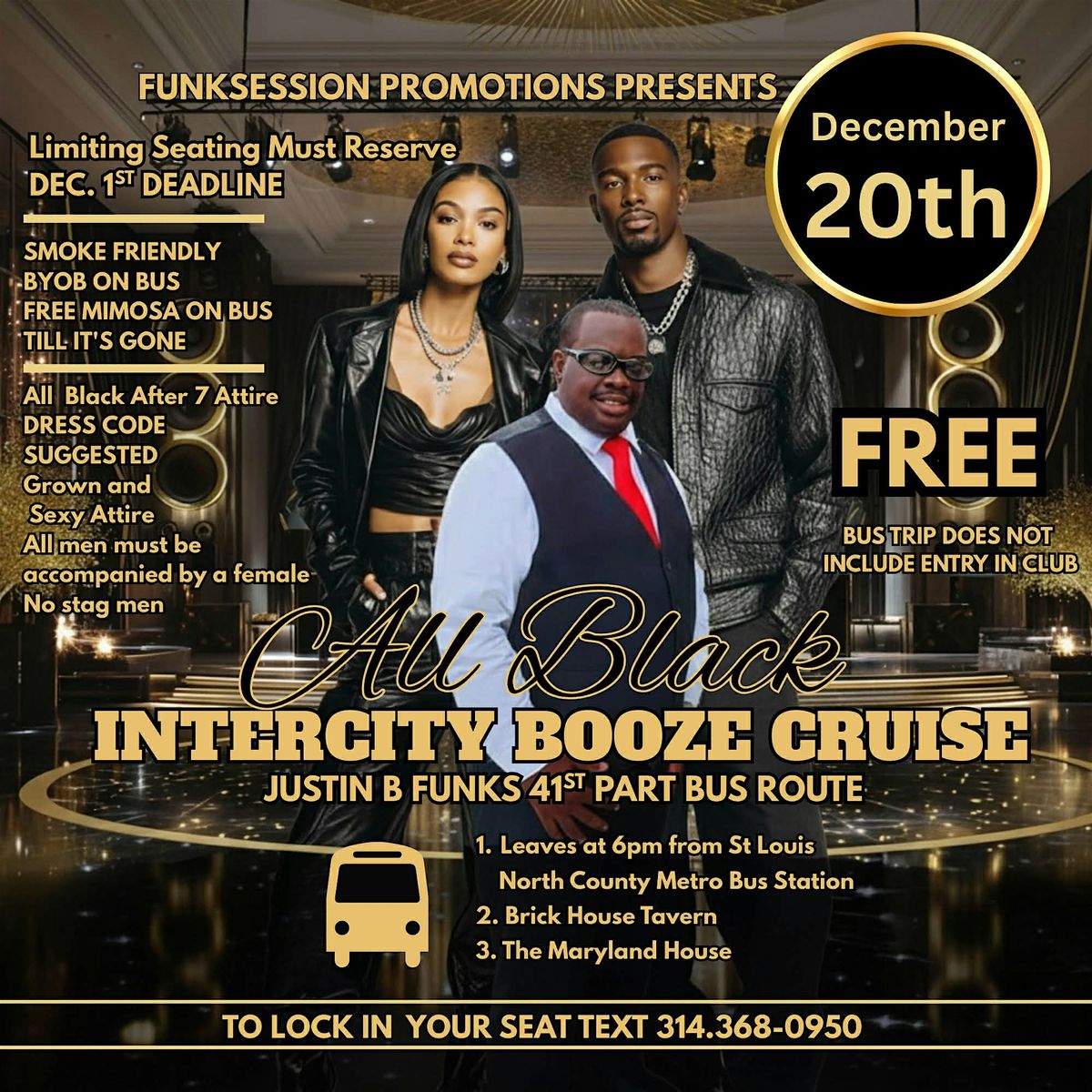 Justin B Funk S Black And Red Party Bus, 20 December | Event in St. Louis | AllEvents