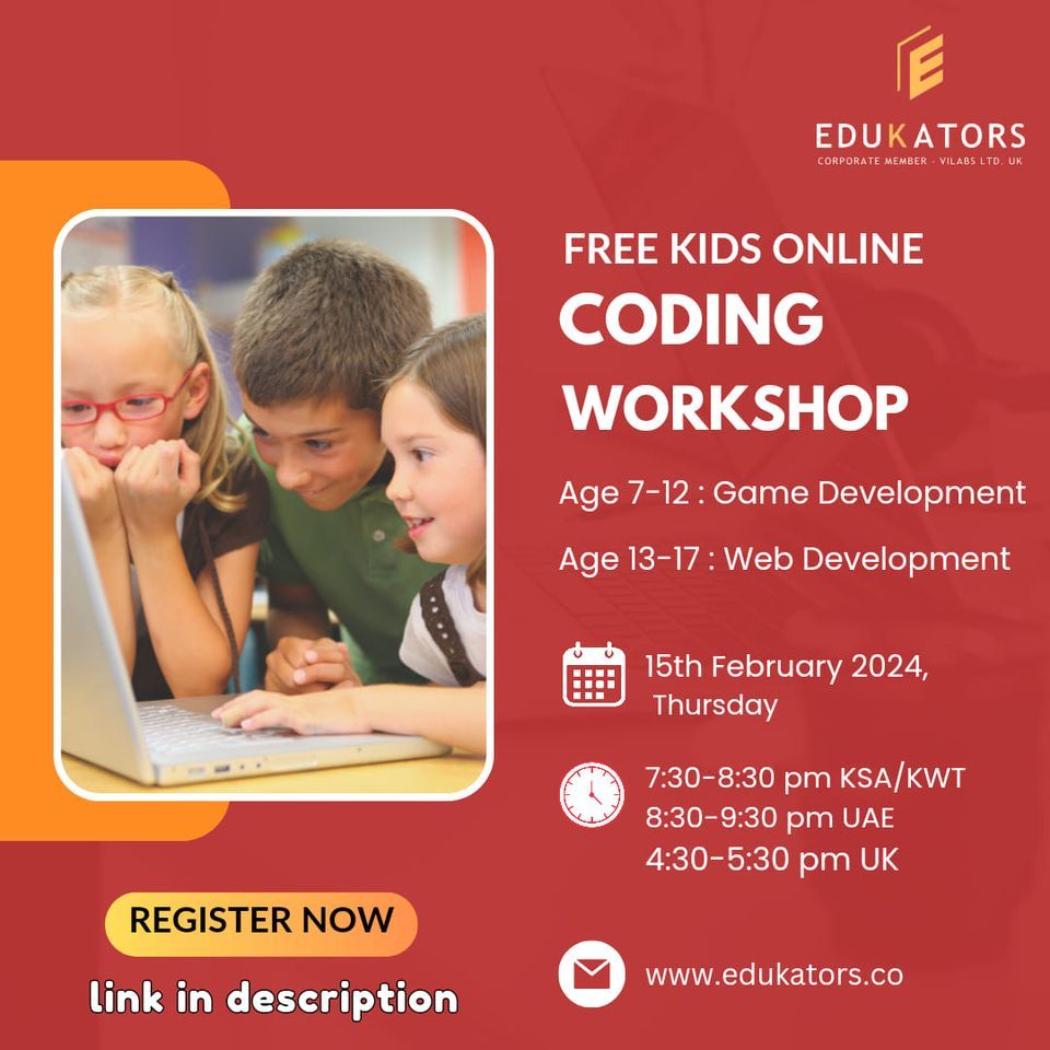 Coding Workshop Event Kids Online Coding Workshop , Online event, Al Hamriyah, February 15 ...