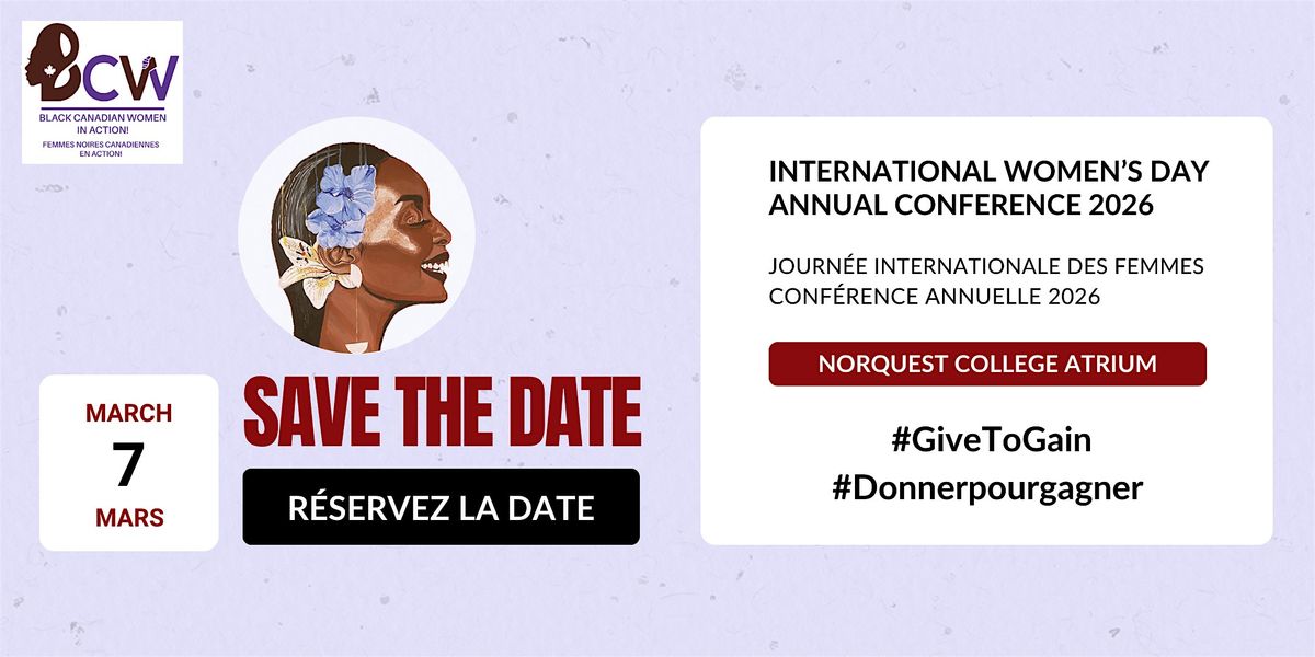 BCW International Women's Day 2026 - SAVE THE DATE, 7 March | Event in Edmonton | AllEvents