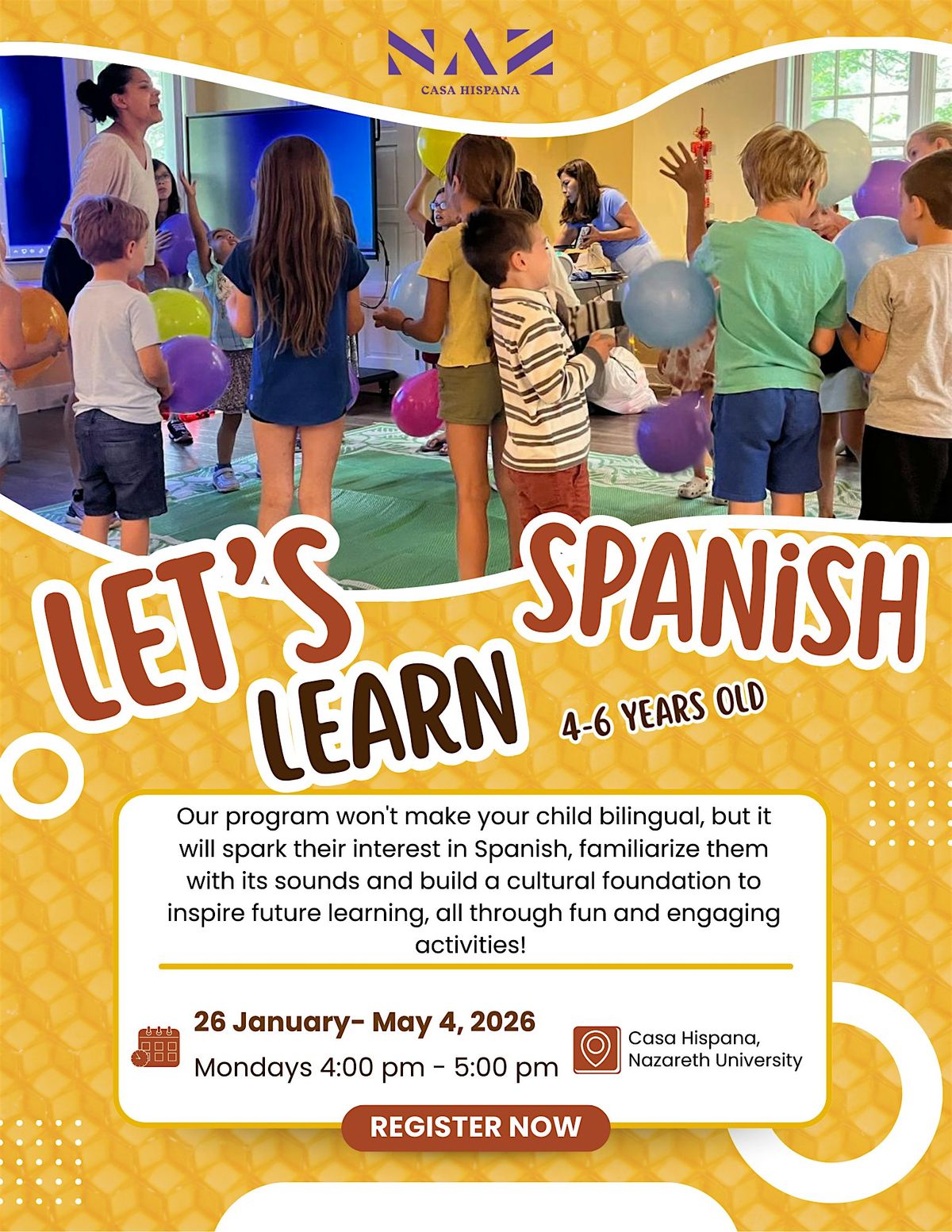 "Learn Spanish, Let's Play" Spanish Program for Children on Mondays, 26 January | Event in Rochester