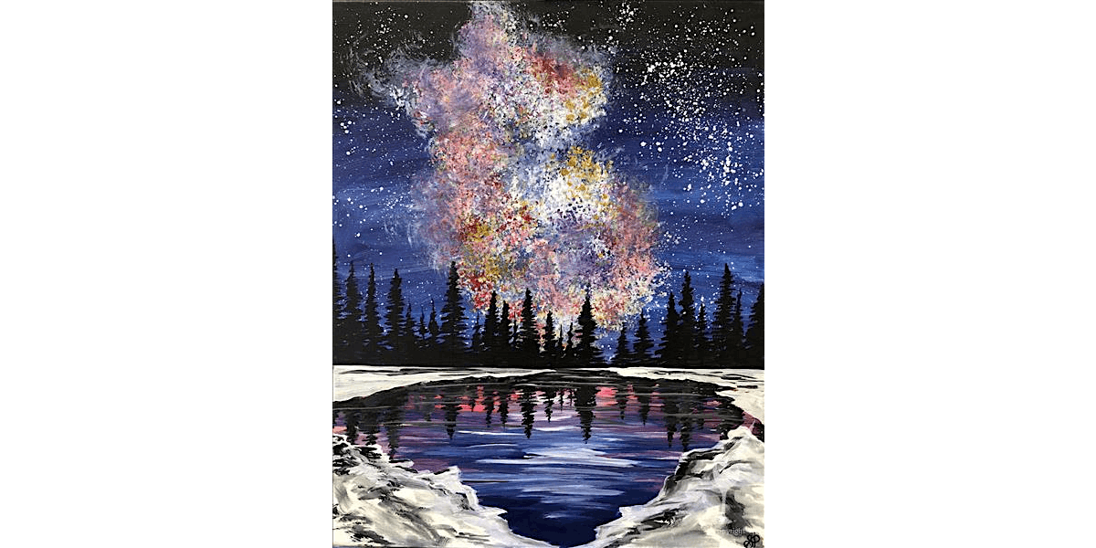 Colorful Skies Over a Wintery Lake - Paint and Sip in Houston | Classpop!™, 20 December | Event in Baytown