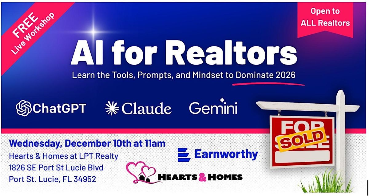 AI for Realtors: Learn the Tools, Prompts, and Mindset to Dominate 2026, 11 December | Event in Port St. Lucie