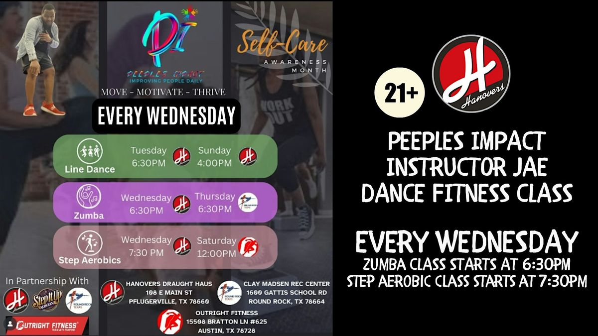 Peeples Impact:  Zumba + Step Aerobics Class @ Hanovers Pflugerville, 25 February | Event in Pflugerville