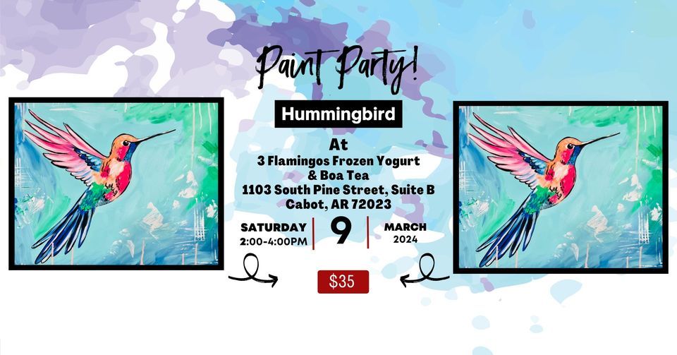 3 Flamingos Frozen Yogurt and Boba Tea The Hummingbird Paint Party, 3