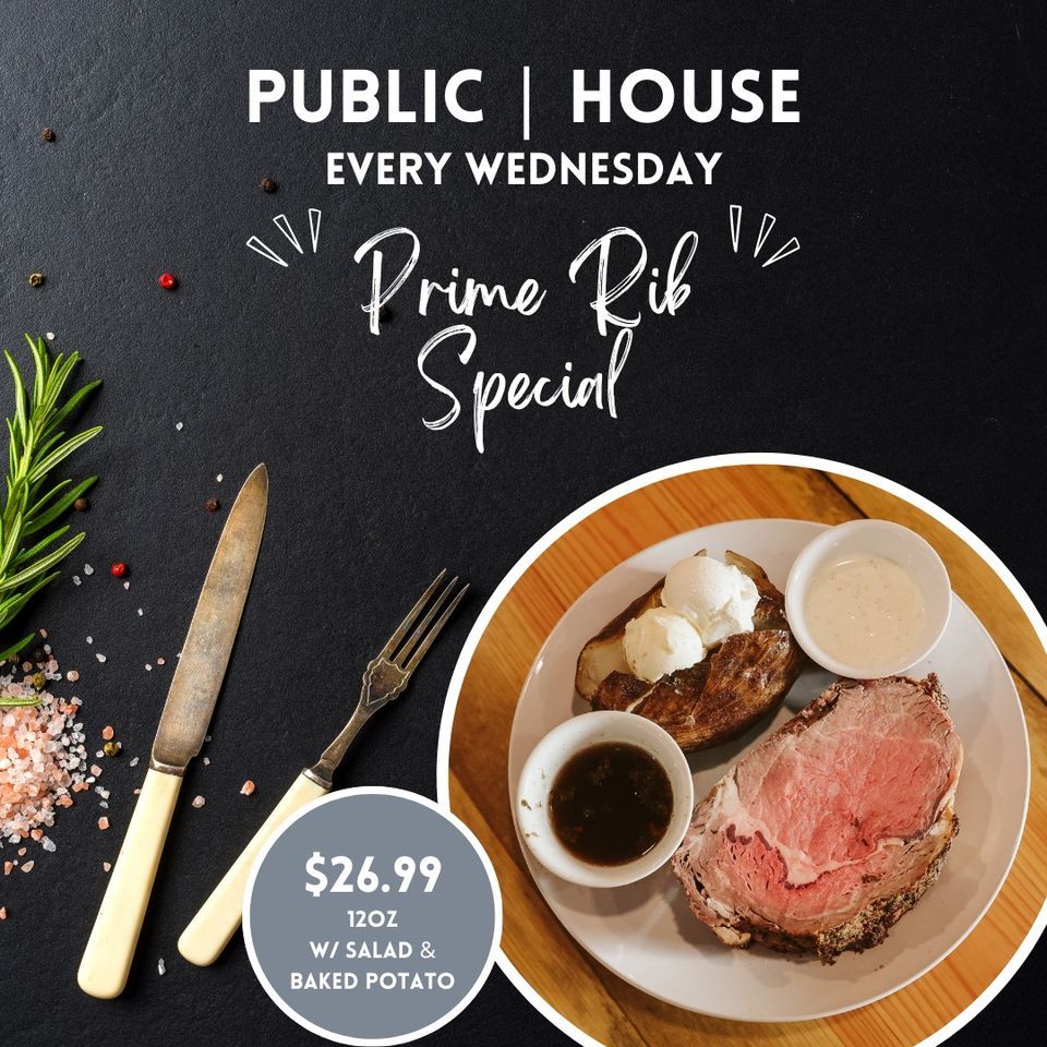 Prime Rib Wednesday, Public House of Dahlonega, January 31 2024